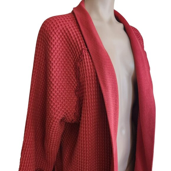 Focus Casual Life Waffle Cardigan Jacket Size Large Lagenlook Burnt Orange - Picture 3 of 9